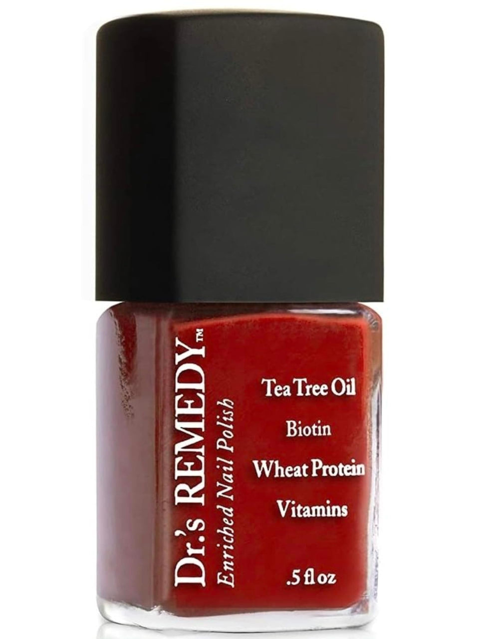 Dr.’s Remedy Rescue Red bottle pour shows quick-dry, non-toxic polish.