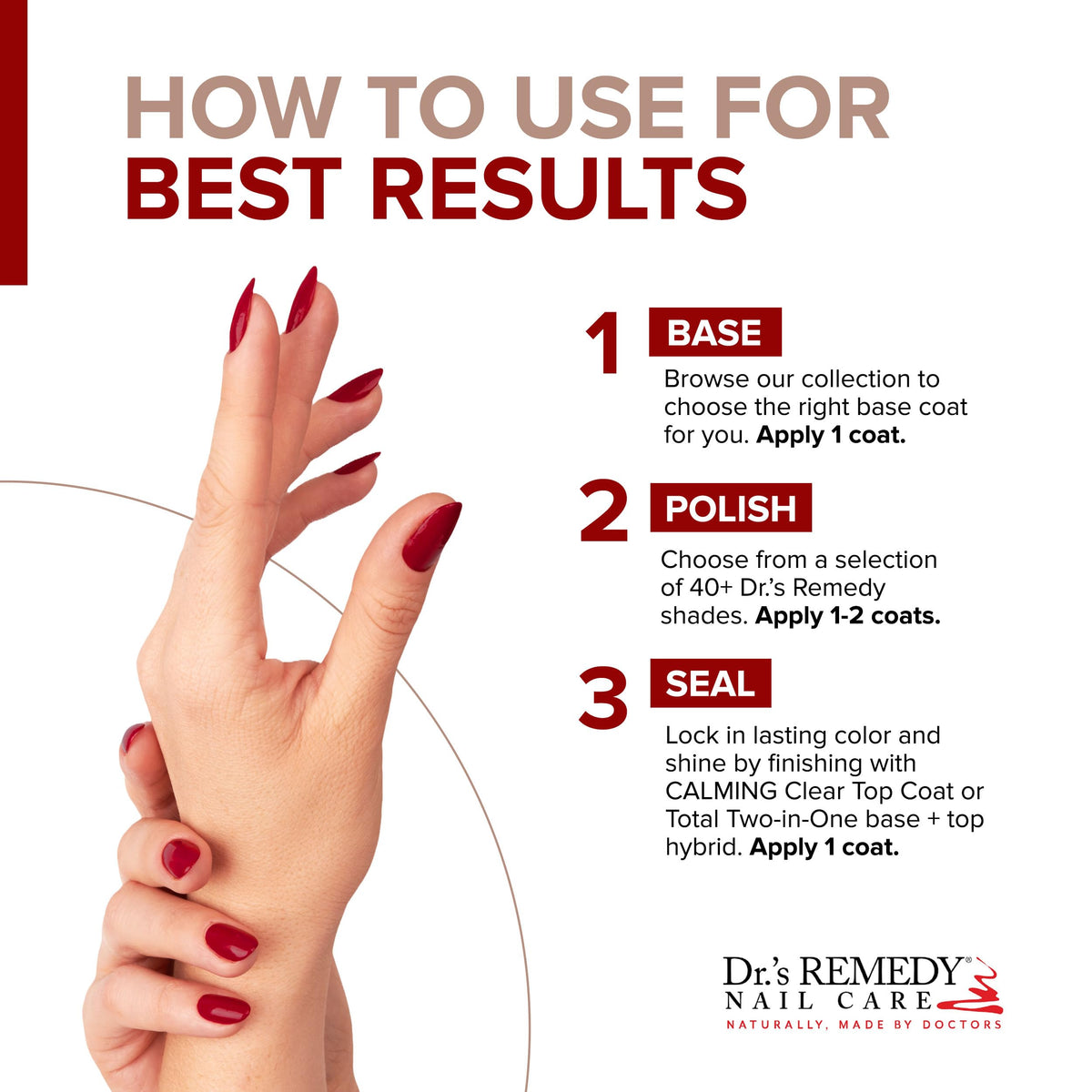 Dr.’s Remedy Rescue Red packaging close-up highlights eco-friendly branding.