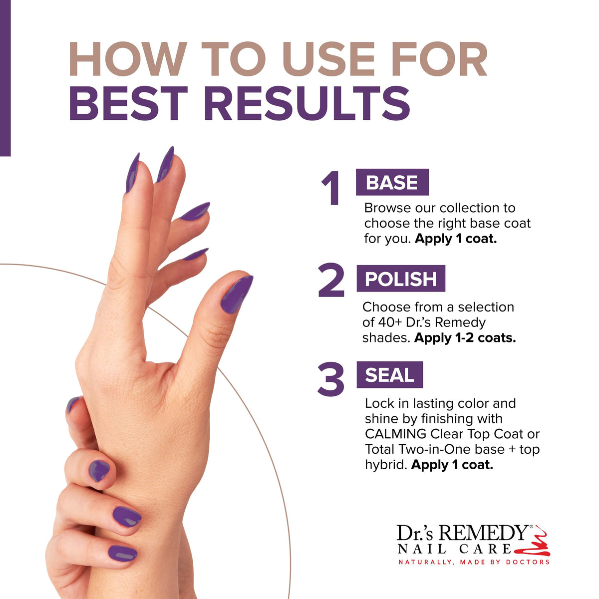 Dr.’s Remedy tea-tree oil ingredients illustration emphasizes nourishing care.