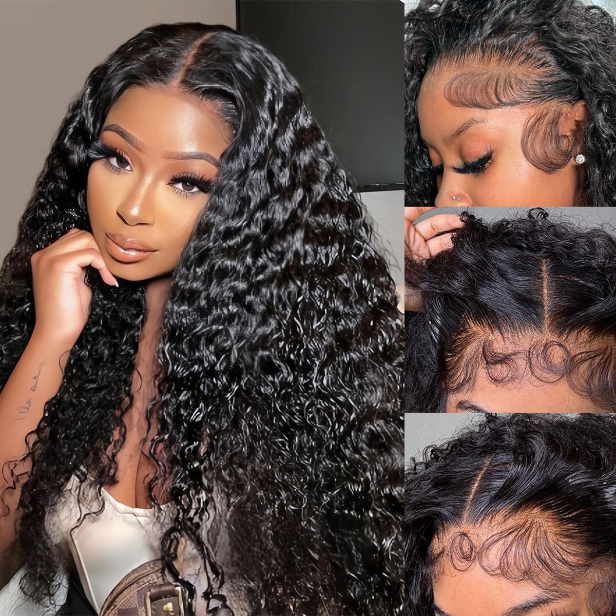 DRSSTIC 26-inch deep wave wig with lace front for a natural hairline.
