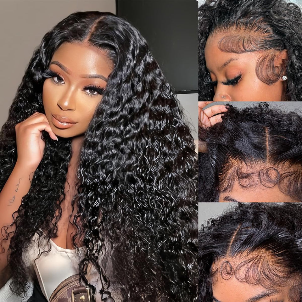 DRSSTIC 26-inch deep wave wig with lace front for a natural hairline.