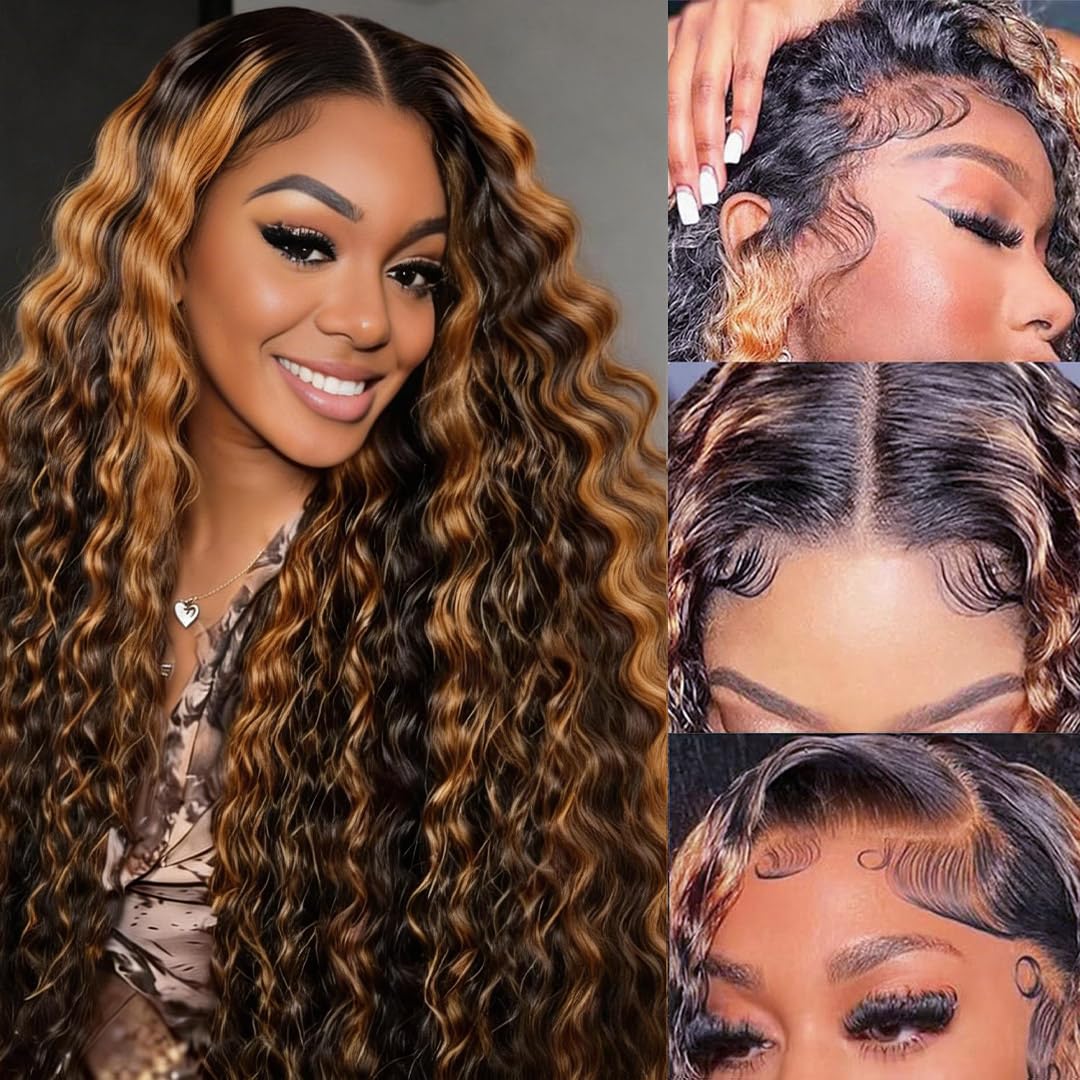 DRSSTIC 28-inch deep wave lace front wig blends naturally with skin for movement.