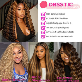 DRSSTIC glueless wear-and-go wig offers secure, glue-free comfort.