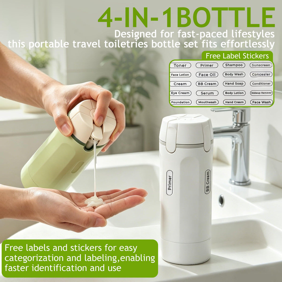 Drtfrn double leak-proof caps protect liquids during carry-on travel.