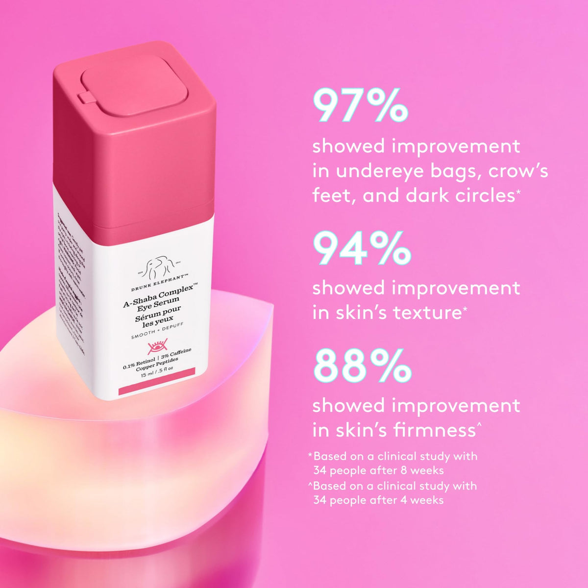 Drunk Elephant A-Shaba Complex Eye Serum application shot demonstrates under-eye patting.