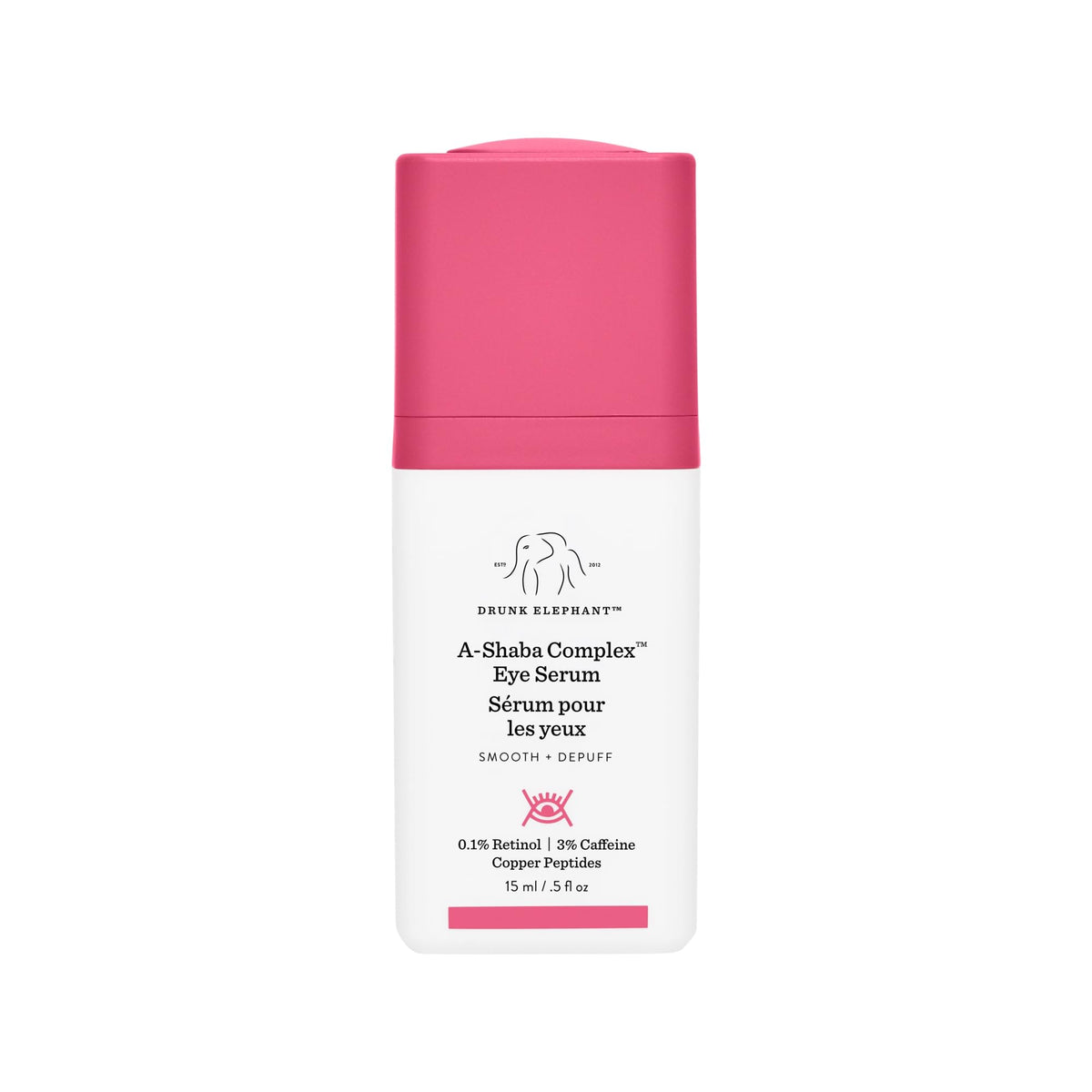 Drunk Elephant A-Shaba Complex Eye Serum packshot showing the bottle.