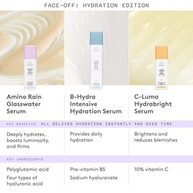Drunk Elephant Amino Rain pre-makeup glow demonstrates natural radiance before makeup.