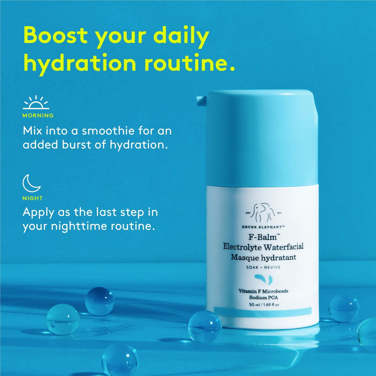Texture of Drunk Elephant F-Balm Waterfacial applied at night for cooling hydration