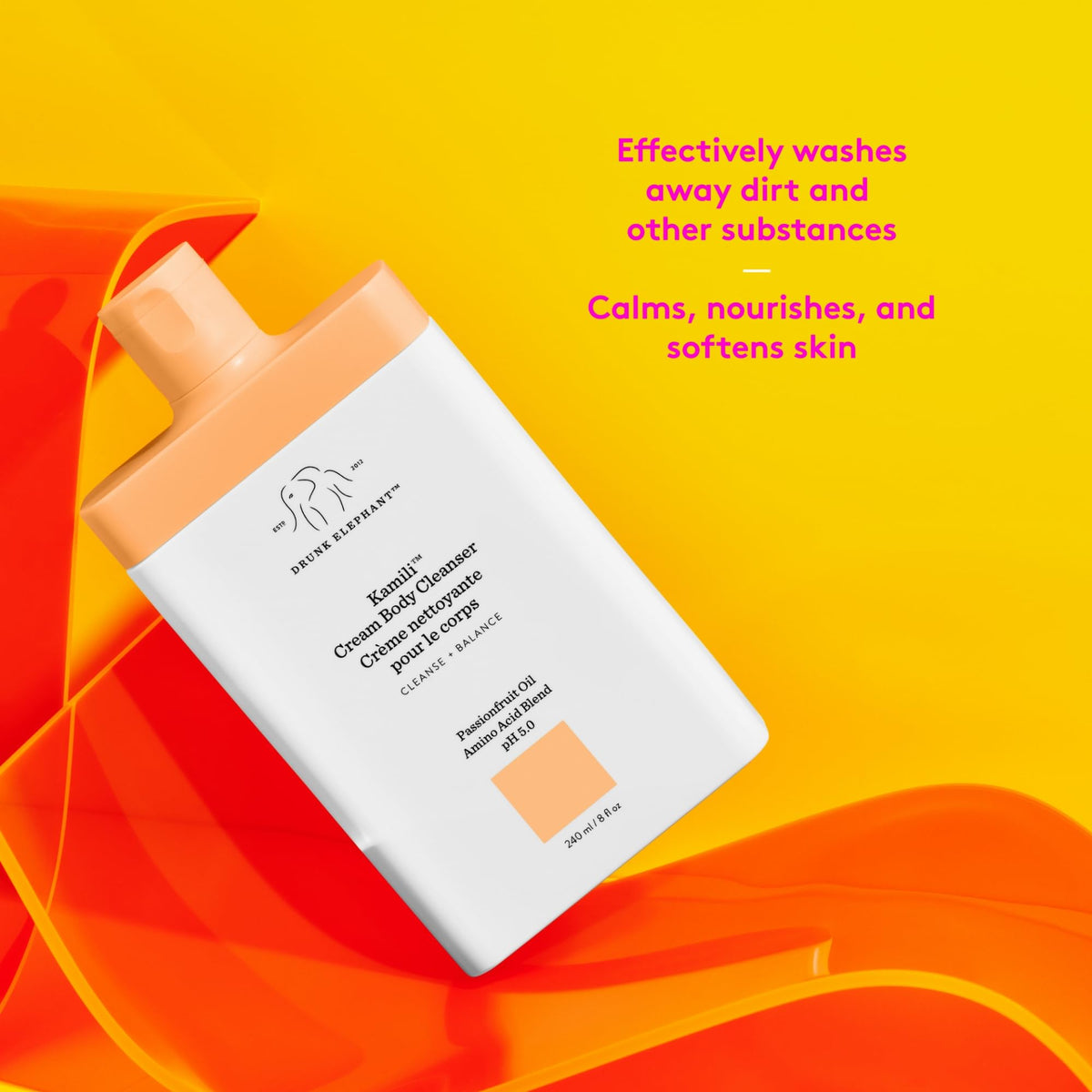 Drunk Elephant Kamili Cream Body Cleanser sweet almond oil enriches softness