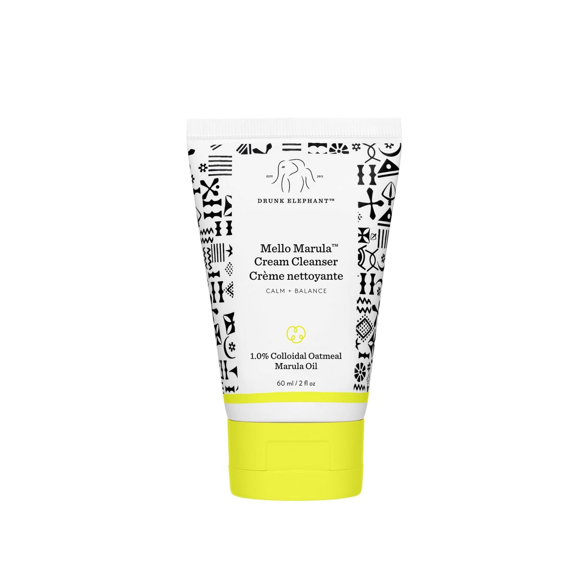 Drunk Elephant Mello Marula Cream Cleanser 60ml tube front for gentle cleansing.