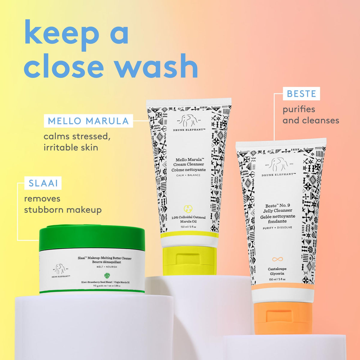 Drunk Elephant Mello Marula Cream Cleanser daily skincare routine shot.