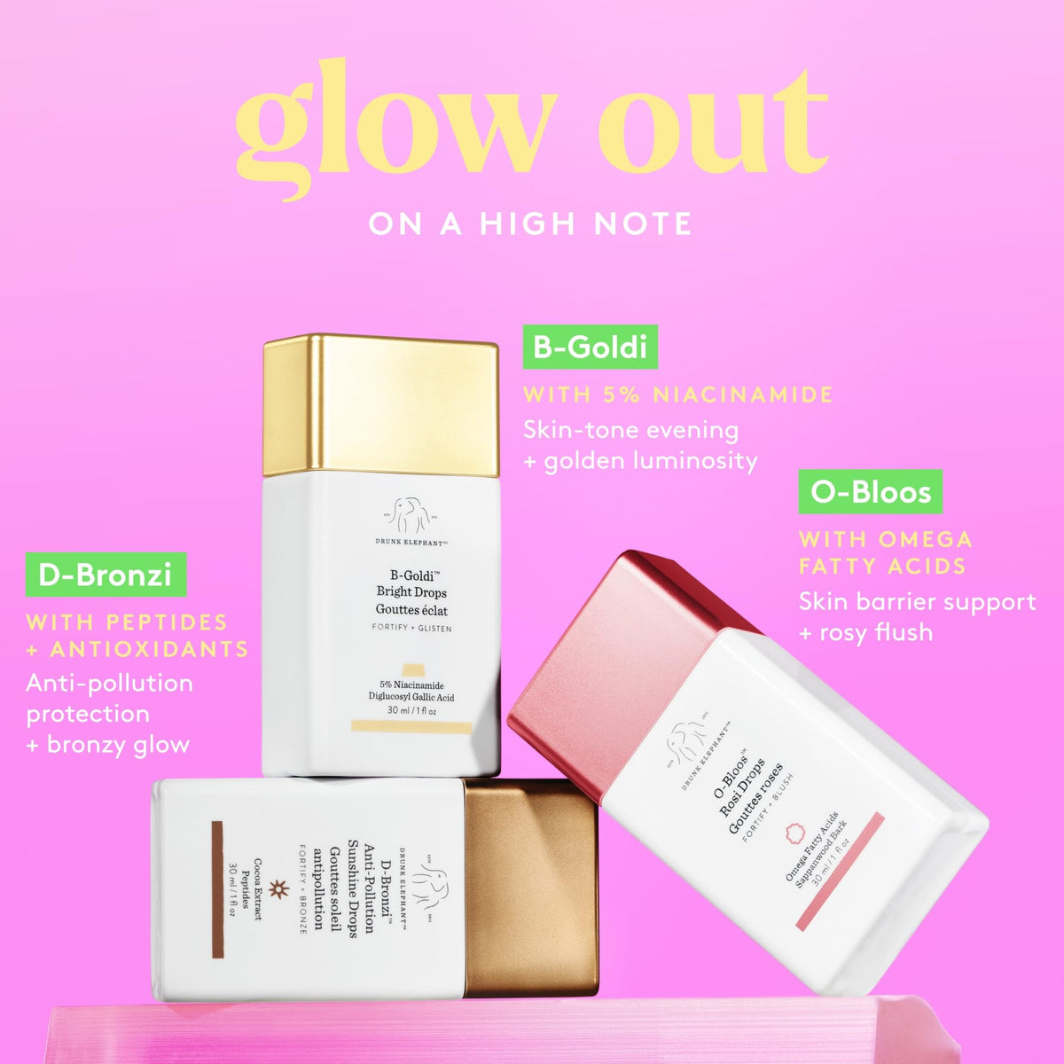 Drunk Elephant O-Bloos Rosi Drops application on cheeks for a soft flush.