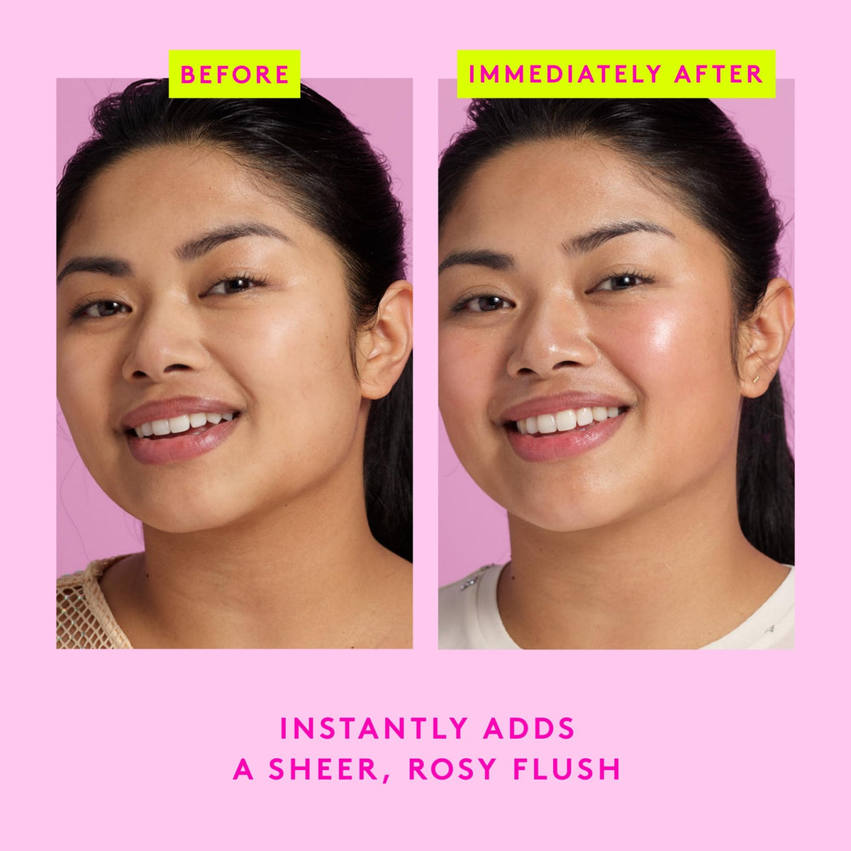 Drunk Elephant O-Bloos Rosi Drops swirl demonstrates buildable shade with skin-friendly texture.