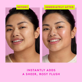 Drunk Elephant O-Bloos Rosi Drops swirl demonstrates buildable shade with skin-friendly texture.