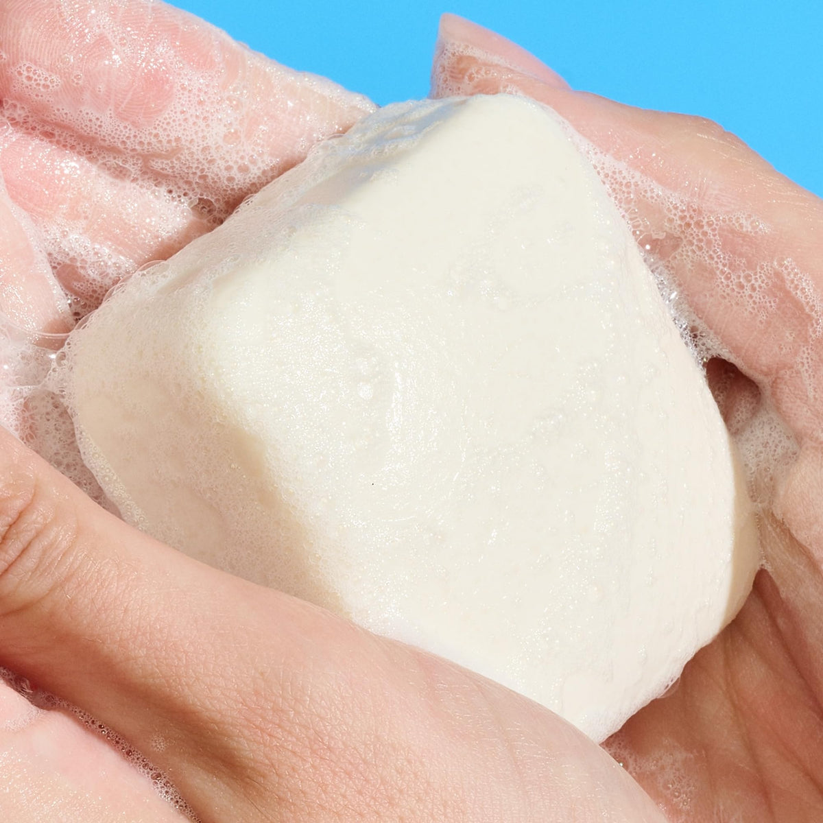 Drunk Elephant Pekee Bar wet face ready for cleansing
