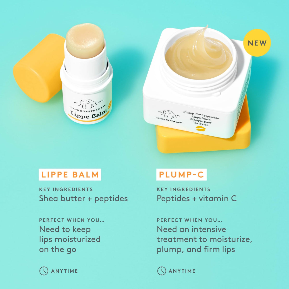 Drunk Elephant Plump-C Lippe Mask natural ingredients listed.