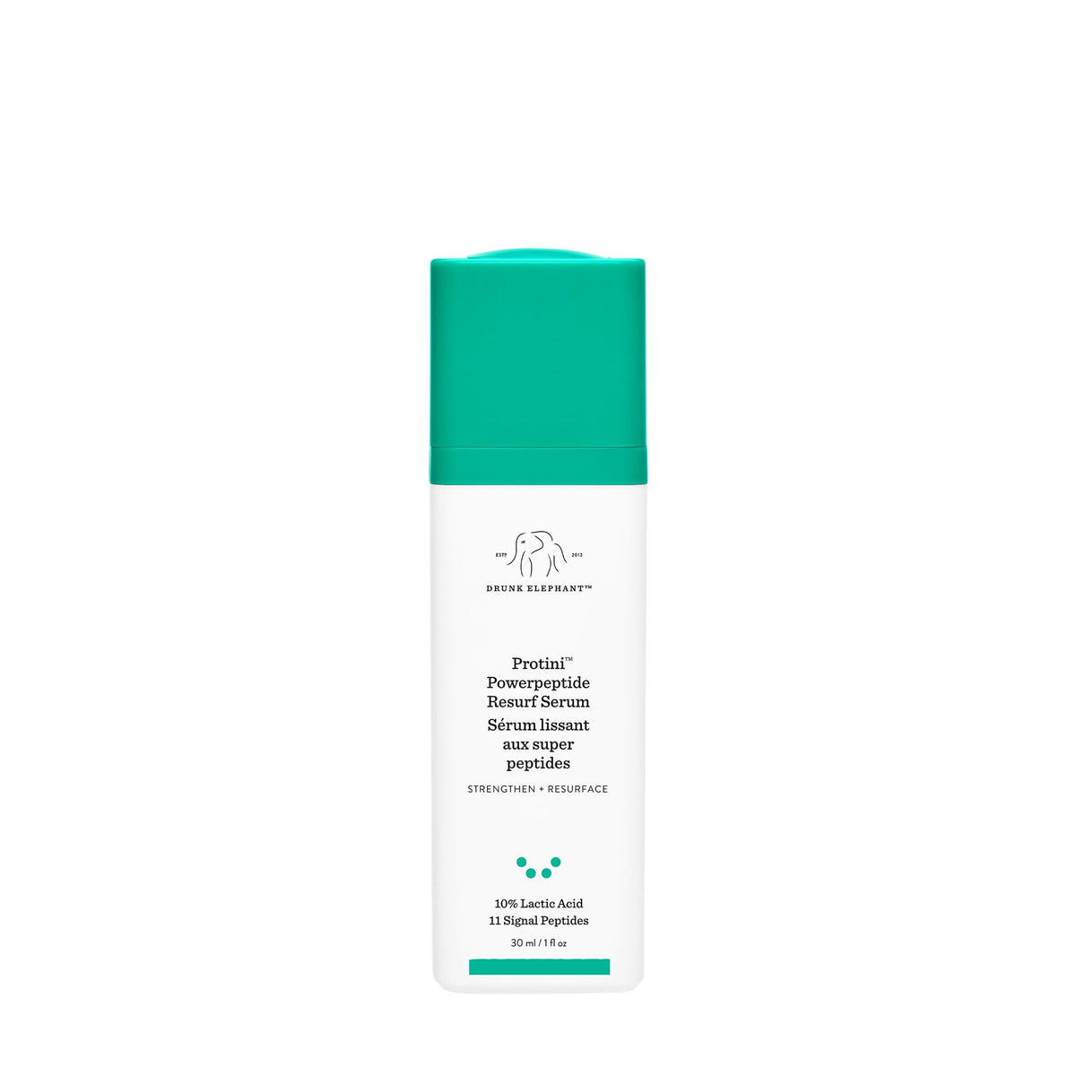 Drunk Elephant Protini Powerpeptide Resurf Serum bottle ready for daily exfoliation