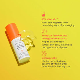 Close-up of serum drop and palm mix for the morning routine with Drunk Elephant