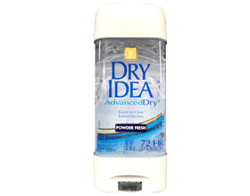 Dry Idea Advanced Dry Powder Fresh Gel bottle close-up showing a clear gel for no white marks.