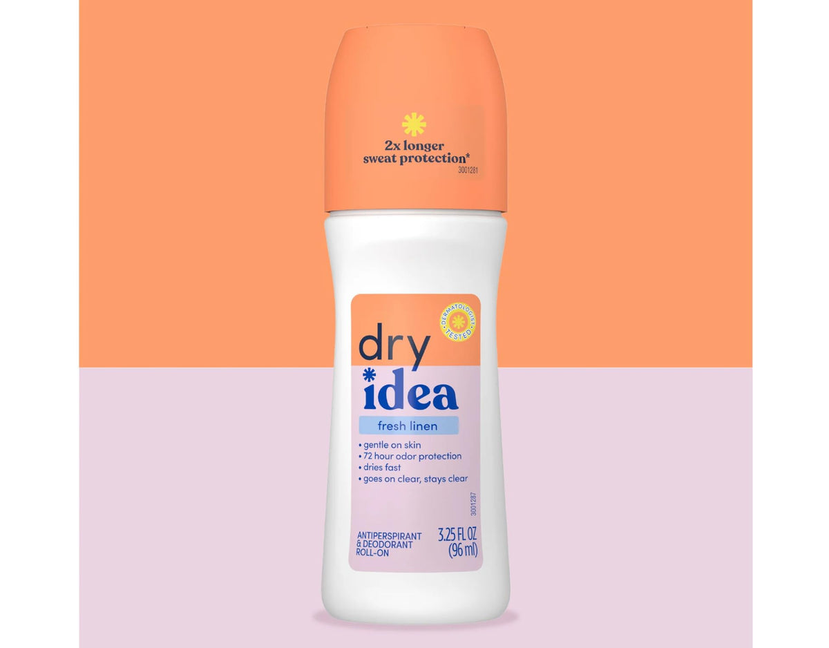 Back label with ingredients and branding on Dry Idea bottle.