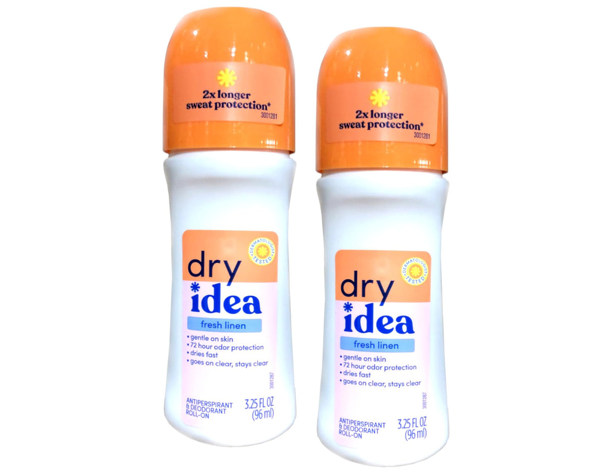 Dry Idea Fresh Linen roll-on bottle with 96ml capacity for daily protection.