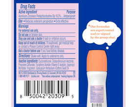 Unscented formula dries quickly for comfortable wear