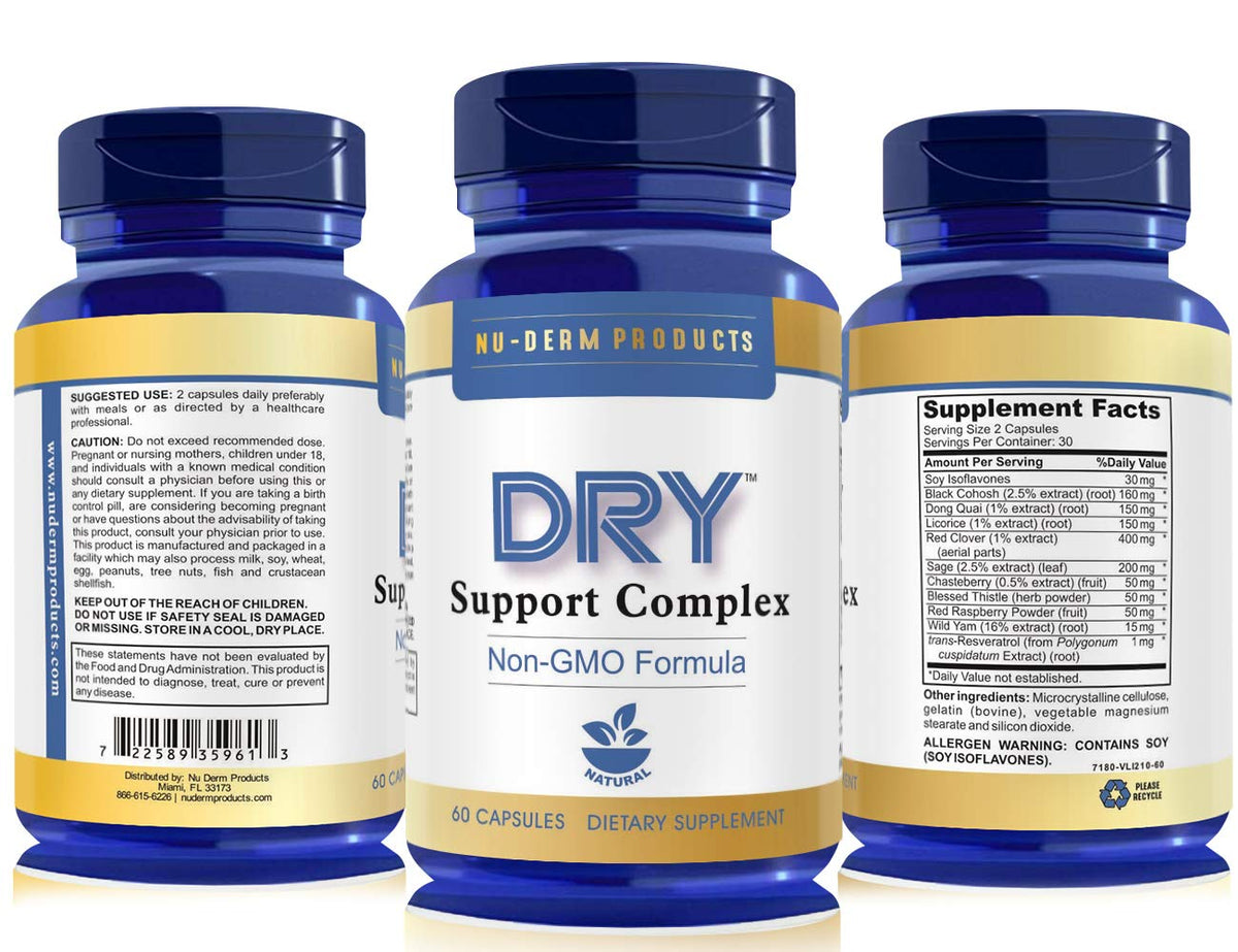 DRY Nuderm packaging conveys discreet home solution for stress-related sweating.