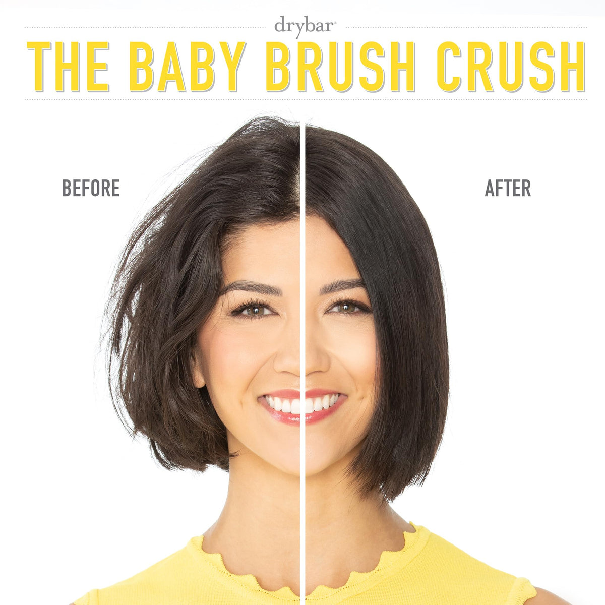 Drybar Baby Brush Crush Mini styling bangs with controlled heat and precision.