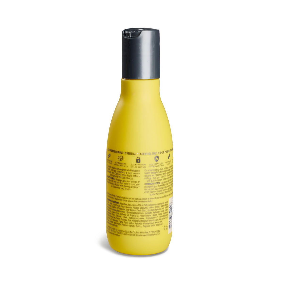 Drybar Blowout Defense shampoo after-use smooth-looking hair closeup.