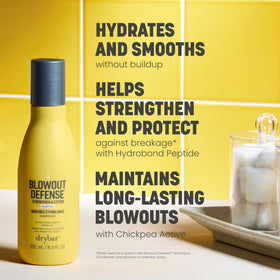Drybar Blowout Defense Shampoo foamy lather coats hair for detangling and hydration.