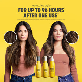 Drybar Blowout Defense Shampoo pump application shows gentle distribution and quick lather.