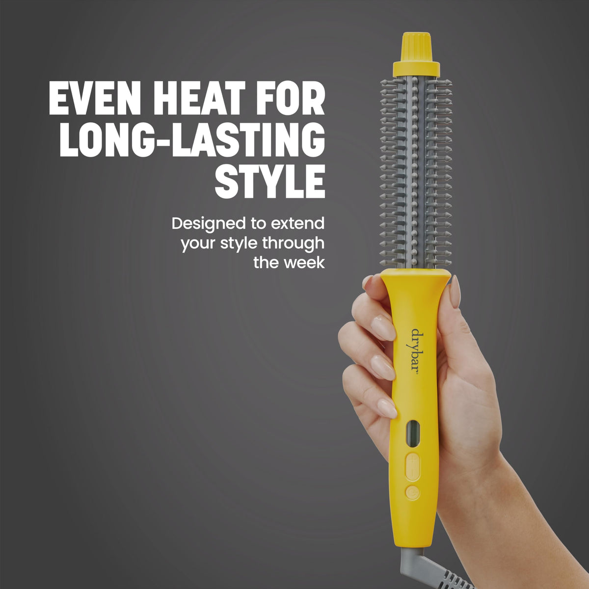 Drybar Curl Party cool-touch grip for safer styling sessions.
