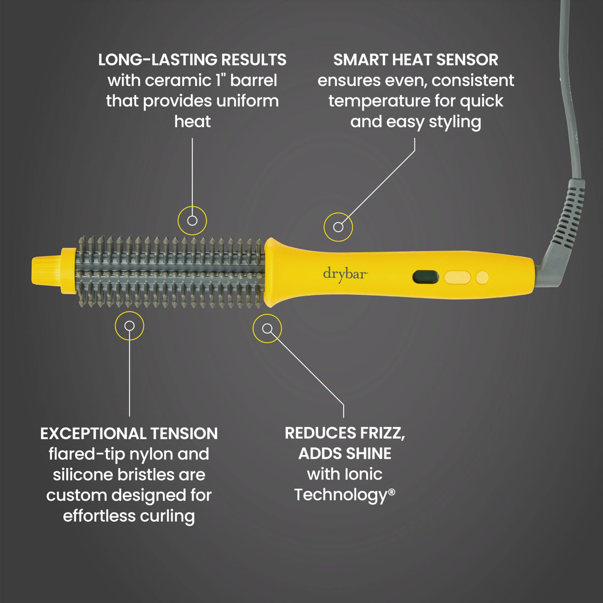 Drybar Curl Party bristles providing consistent tension during curling.