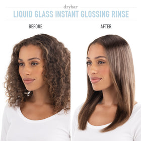 Close-up of Drybar Glossy Gang On-The-Go Kit bottles for easy packing.