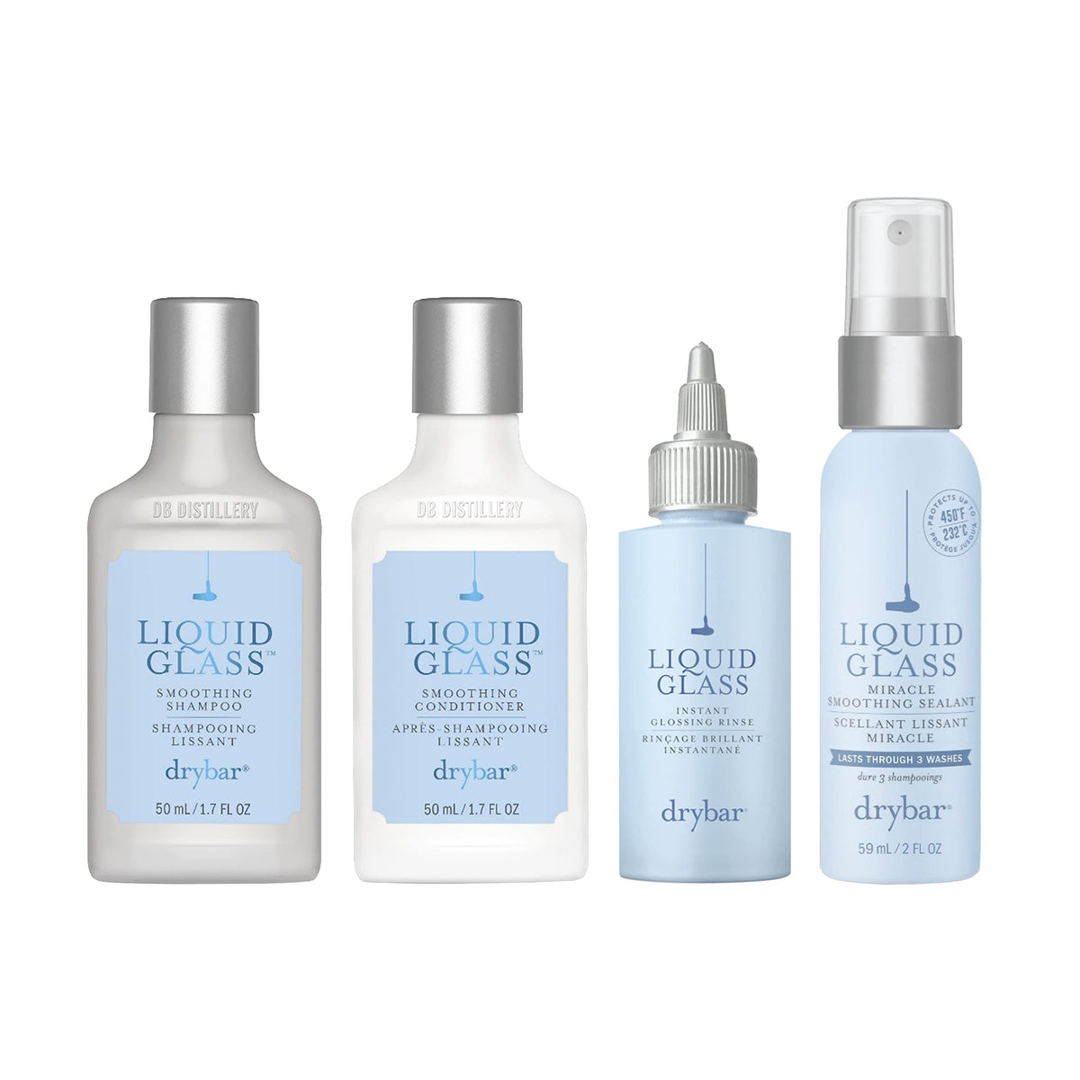 Drybar Glossy Gang On-The-Go Kit packaging for travel-ready shine and frizz control.