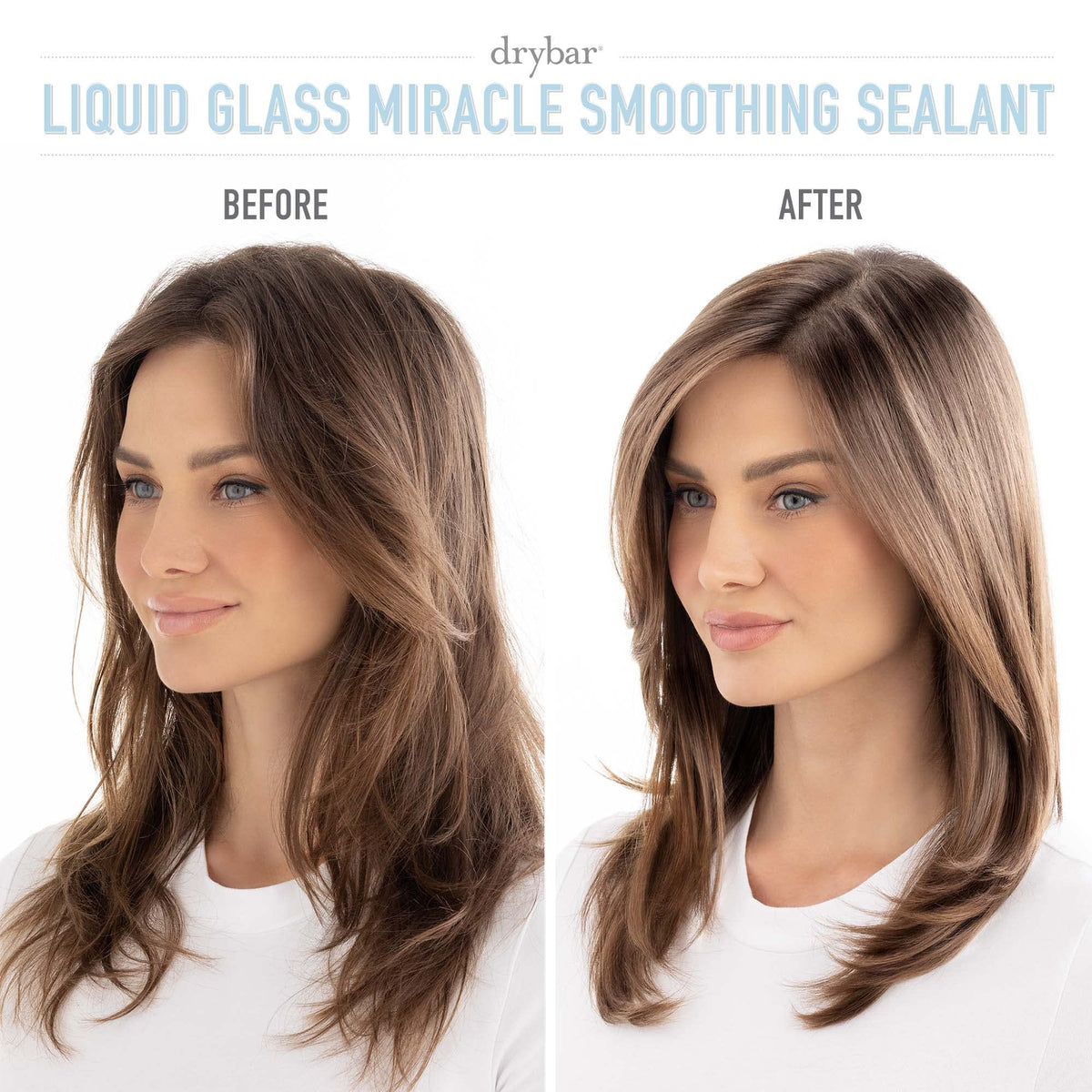 Drybar Liquid Glass miracle smoothing sealant travel-size bottle for frizz resistance and gloss.