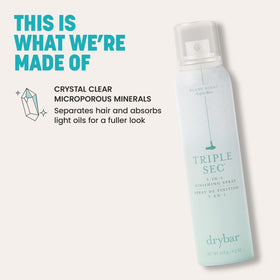 Drybar Triple Sec matte texture via zeolite detail enhances definition.
