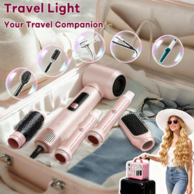 Dryhsip 5-in-1 hair styler pink negative ion technology reduces static.