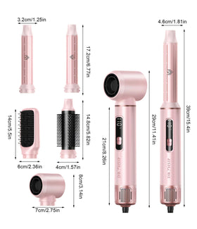 Dryhsip 5-in-1 hair styler pink travel-friendly compact design.