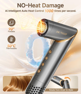 Dryhsip inner buckle comb (double) for versatile sectioning while styling.