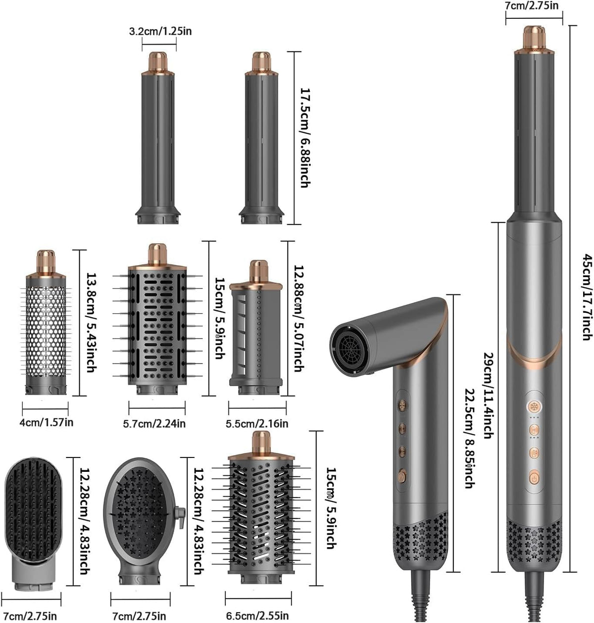 Dryhsip right suction wand provides symmetrical curl guidance.