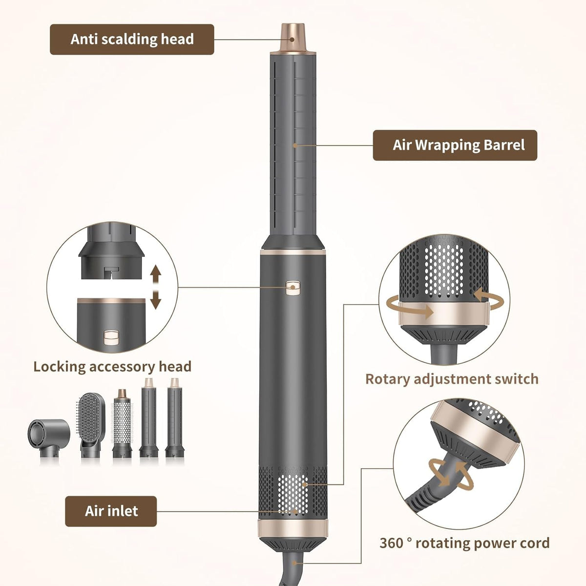 Dryhsip straightening brush attachment for sleek, straight looks