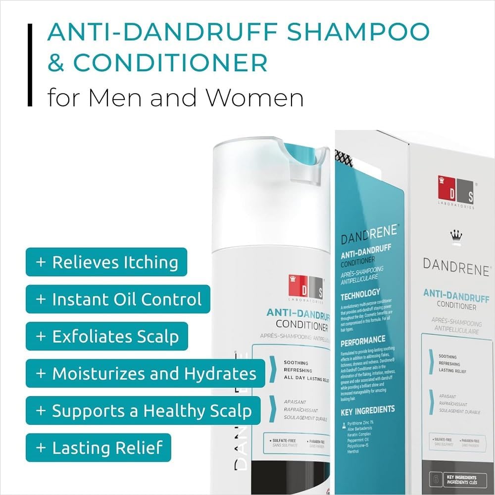 DS Labs Dandrene conditioner bottle providing lightweight moisture.