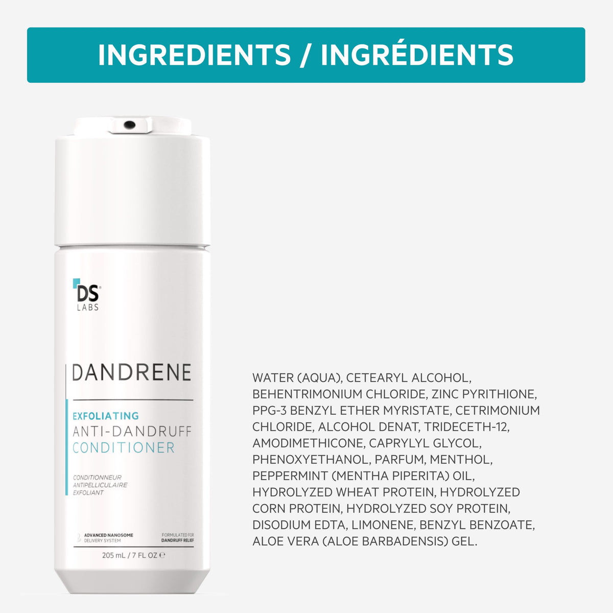 Hair appears healthy and shiny after DS Labs Dandrene use.