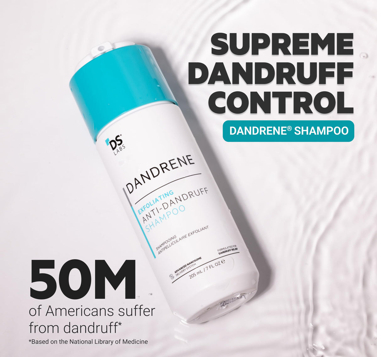 Dandrene creamy lather demonstrates easy cleansing