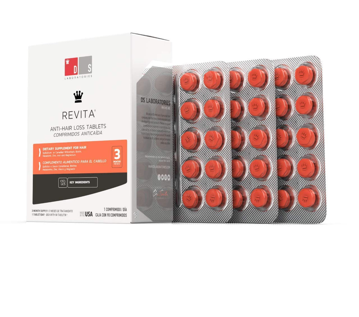 DS Labs Revita hair density tablets bottle for daily wellness support.