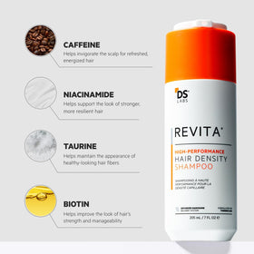DS Laboratories Revita shampoo volume closeup on lifted hair for fuller look.