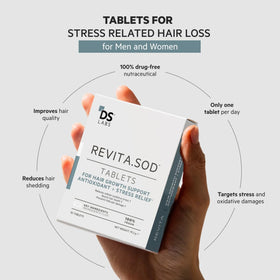 DS Labs Revita.SOD bottle label highlights zinc, SOD, and ashwagandha.