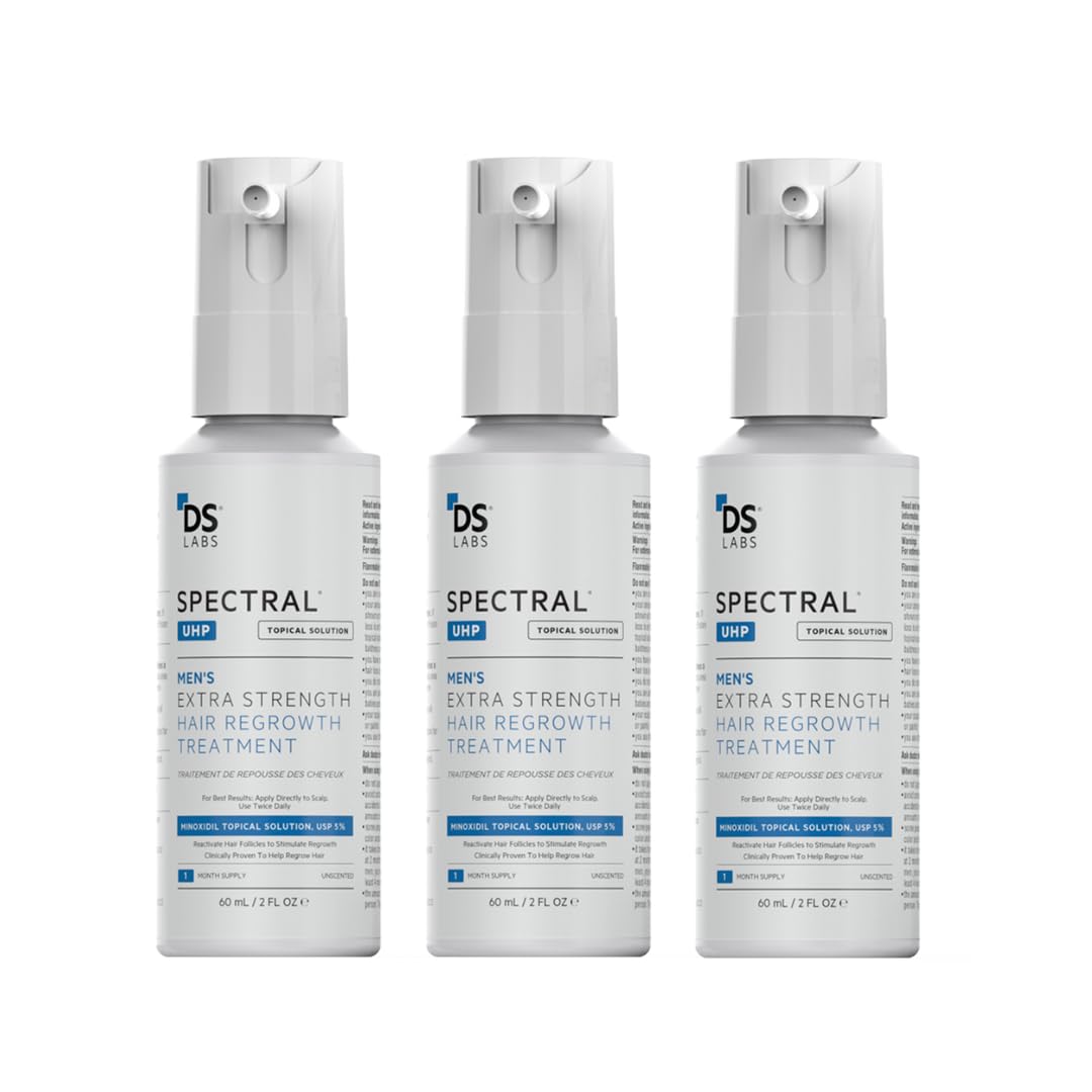 DS Laboratories Spectral.UHP bottle showing 5% Minoxidil for crown area thinning