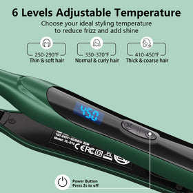 DSHOW Pencil Flat Iron reaching roots and edges for sharp bangs and pixie cuts.
